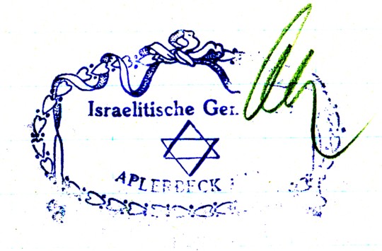 Stempel der Israelitischen Gemeinde Aplerbeck, 1928