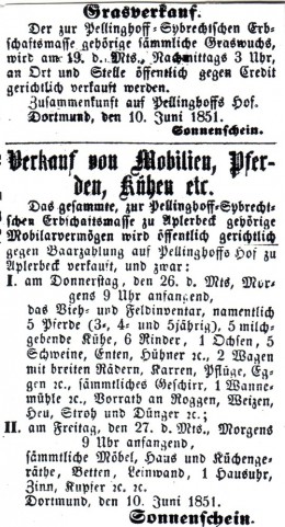 Anzeiger. Amtliches Kreisblatt  für den Kreis Dortmund, 14.06.1851
