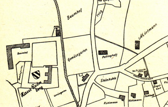 Lage des Pellinghofs nach dem Urkataster, 1827